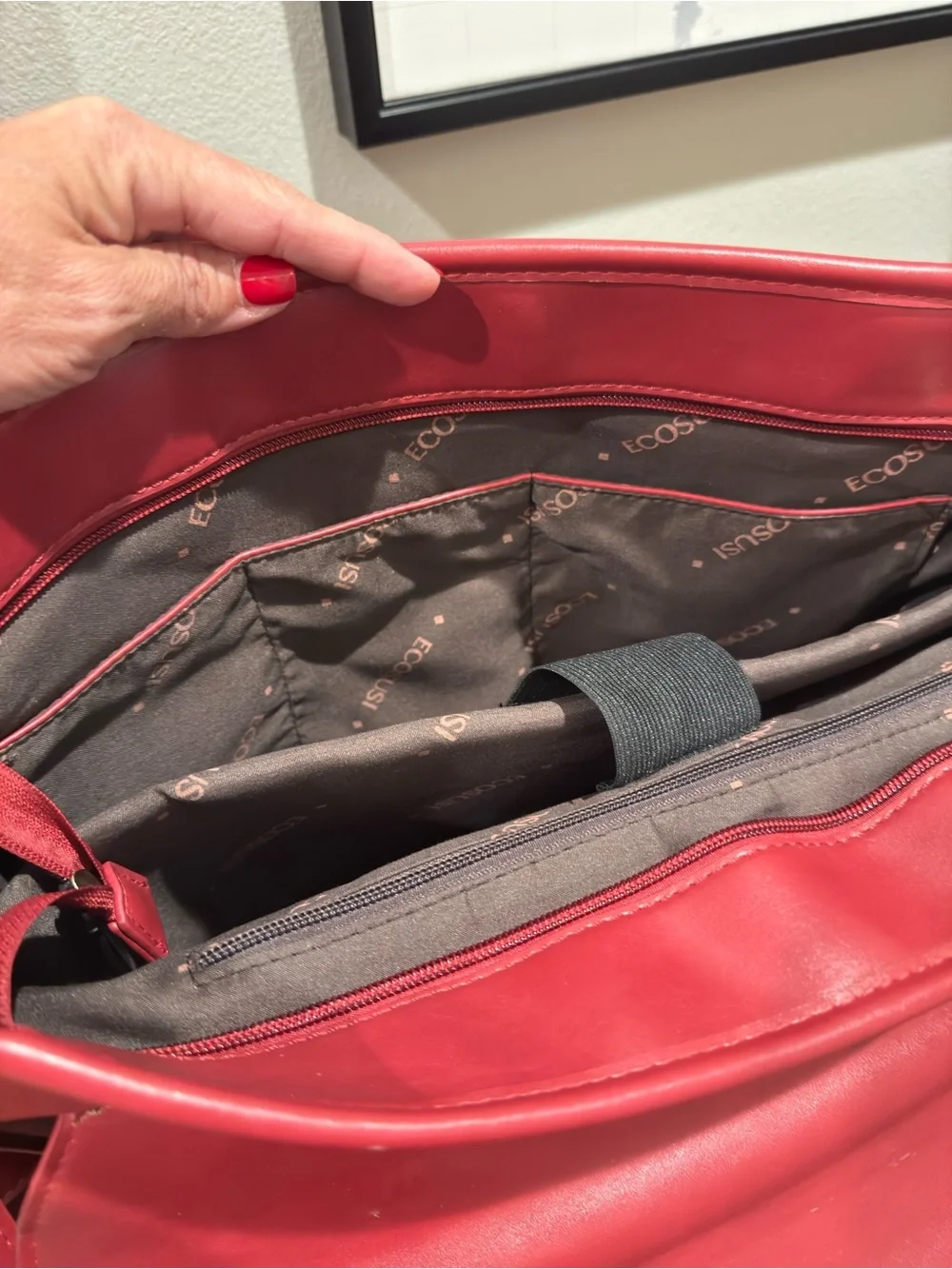 ECOSUSI Vegan Leather Red Bow Briefcase Laptop Study Bag